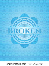 Broken light blue water emblem. Vector Illustration. Detailed.