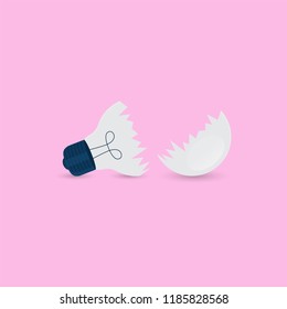 Broken Light Bulb Icon, Bad Ideas Illustration Concept