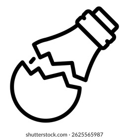 Broken light bulb icon. Outline broken light bulb vector icon for web design isolated on white background