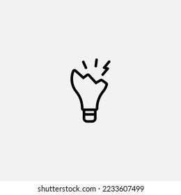 Broken light bulb icon sign vector,Symbol, logo illustration for web and mobile