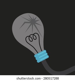Broken light bulb on dark background
