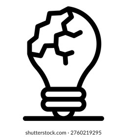 Broken light bulb representing a lack of ideas, a mental block, or a creative crisis