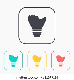 Broken light bulb vector flat icon