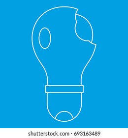 Broken lightbulb icon blue outline style isolated vector illustration. Thin line sign