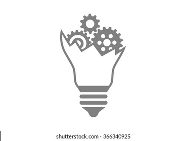 Broken lightbulb icon on white background  