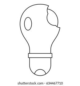 Broken lightbulb icon in outline style isolated vector illustration