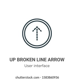 Up broken line arrow outline vector icon. Thin line black up broken line arrow icon, flat vector simple element illustration from editable user interface concept isolated on white background