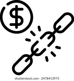 Vector de ilustración de icono de línea rota