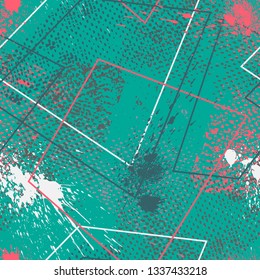 Broken lines seamless pattern with grunge texture.
