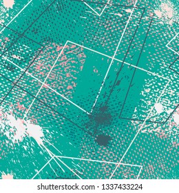 Broken lines seamless pattern with grunge texture.
