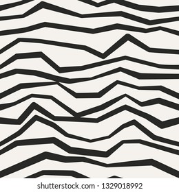 Broken lines vector decor. Endless abstract zigzag structure. Jagged monochrome seamless pattern.