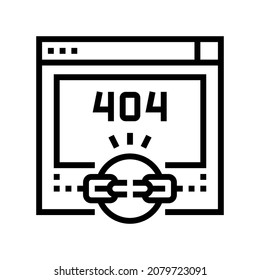 Broken Link 404 Error Line Icon Vector. Broken Link 404 Error Sign. Isolated Contour Symbol Black Illustration