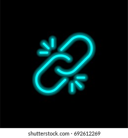 Broken link blue glowing neon ui ux icon. Glowing sign logo vector