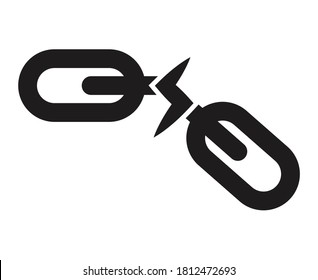 Broken link or chain break line art icon for apps and websites