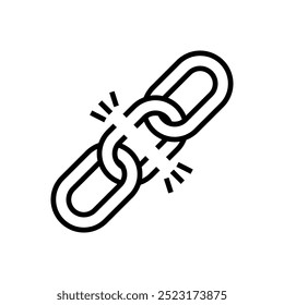 Link quebrado, ícone de linha de cadeia quebrada vetor