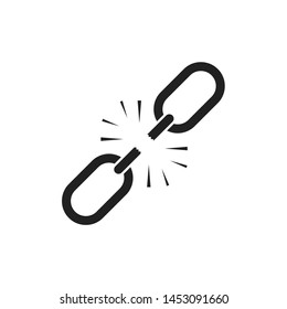 Broken link. Disconnect chain. Isolated element. Cinnection symbol. Freedom sign. EPS 10