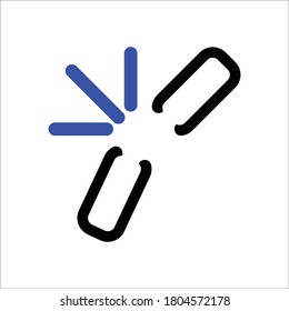 Broken Link flache Symbol-Illustration - Vektorgrafik