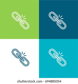 Broken link green and blue material color minimal icon or logo design