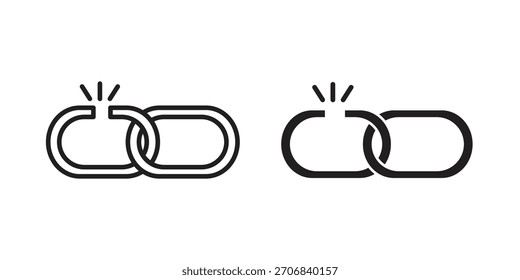 Diseño de Enlace de contorno de concepto de icono roto. Ilustración de elemento simple.