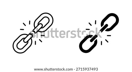Broken link icon design collection. Vector sign and symbol for UI designs