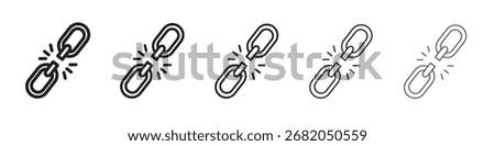Broken link icon design symbol collection for graphic design. EPS 10