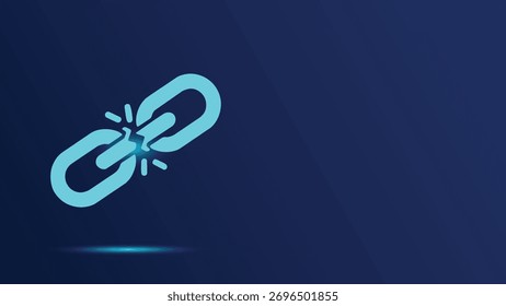 Broken link icon, disconnection concept. Losing internet connection or website error symbol. Broken connection, web page not found. Chain breaking, connection failure.