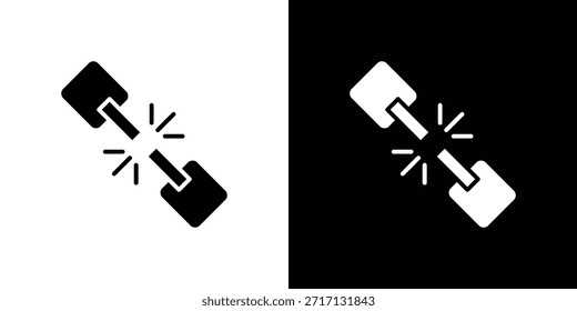Unterbrochenes Link-Symbol, Symbol im Glyphenstil für Website oder mobile App