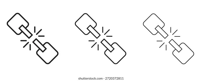 Icono de Enlace roto. Ilustración vectorial de estilo minimalista dibujado a mano
