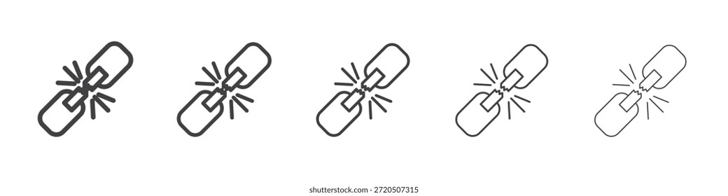 Icono de Enlace roto en el concepto de trazos lineales
