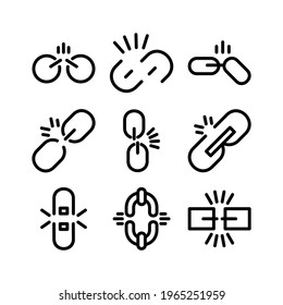 abgebrochene Verknüpfung Symbol oder Logo einzeln auf Zeichen, Vektorgrafik - Kollektion von hochwertigen Vektorsymbol in schwarzem Stil
