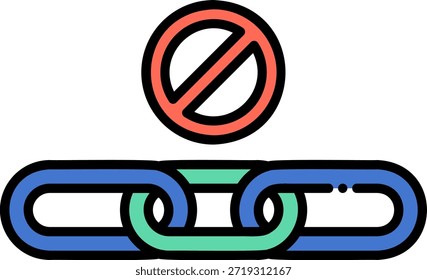 Icono de Enlace roto con símbolo de prohibición