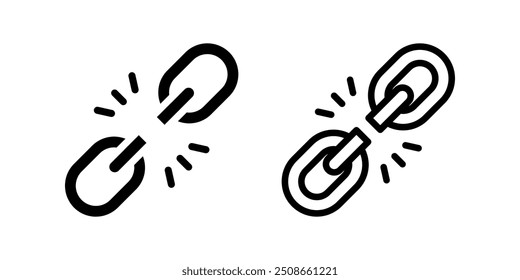 Broken Link icon set. flat illustration of vector icon on white background