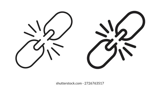 Conjunto de iconos de Enlace roto. paquete de elementos de Web de logotipo mínimo.