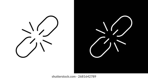 Broken link icon simple vector pictogram. black and white icon concept