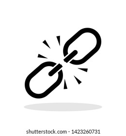 Broken link icon in trendy flat style. Disconnection / Weak spot symbol for your web site design, logo, app, UI Vector EPS 10. 