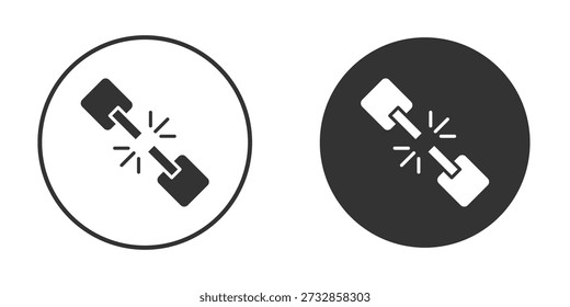 Silhueta de vetor de ícone de link quebrado em preto. vetor de ícone plano simples.