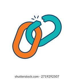 Icono de Enlace roto Vector Ilustración de stock