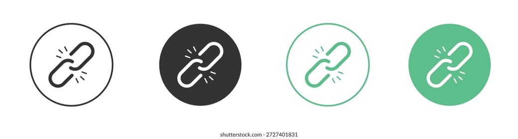 Conjunto de concepto de iconos de Enlace rotos. Ilustraciones vectoriales de glifos