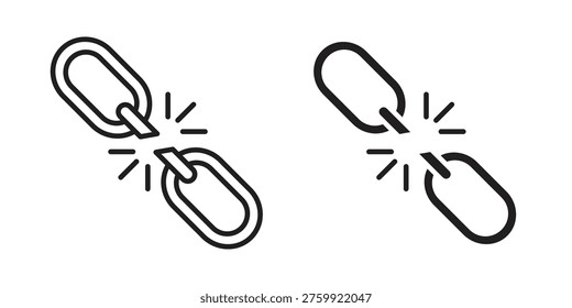 Iconos de Enlace rotos en Vector de estilo lineal de moda. Ilustración vectorial