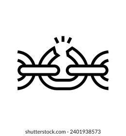 broken link line icon vector. broken link sign. isolated contour symbol black illustration