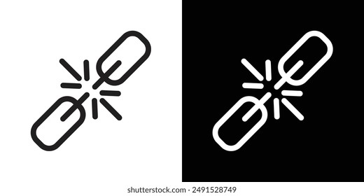 Icono de contorno de Enlace roto en colores blanco y negro