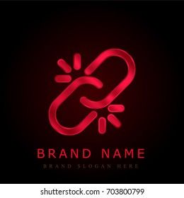 Broken link red chromium metallic logo