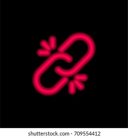 Broken link red glowing neon ui ux icon. Glowing sign logo vector