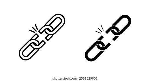 Broken link set. Symbol isolated white background. vector illustration. color editable.