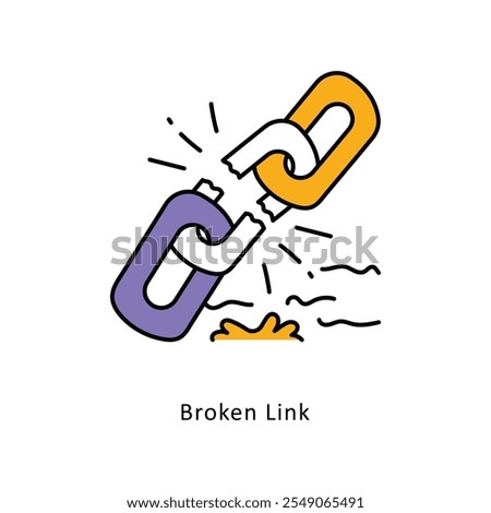 Broken Link Vector Filled Outline icons style illustration. EPS 10 File