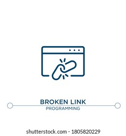 Broken Link Vector Line Icon. Simple Element Illustration. Broken Link Outline Icon From Programming Concept. Can Be Used For Web And Mobile
