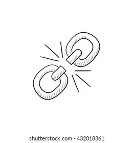 Broken link vector sketch icon isolated on background. Hand drawn Broken link icon. Broken link sketch icon for infographic, website or app.