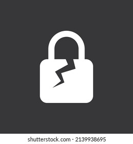 Broken Lock Icon On Grey Background