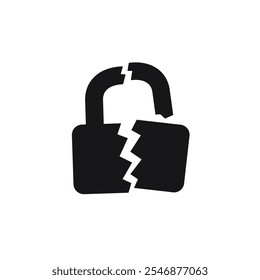 Icono de bloqueo roto en blanco, pictograma de Vector