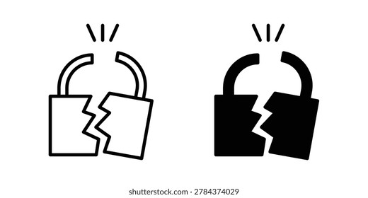 Broken lock icon vector logo. icons in solid, editable strokes.